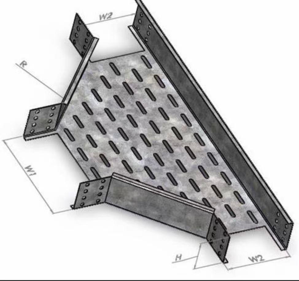 Overview of cable tray fitting types including bends, tees, crosses, and reducers (ID#1)