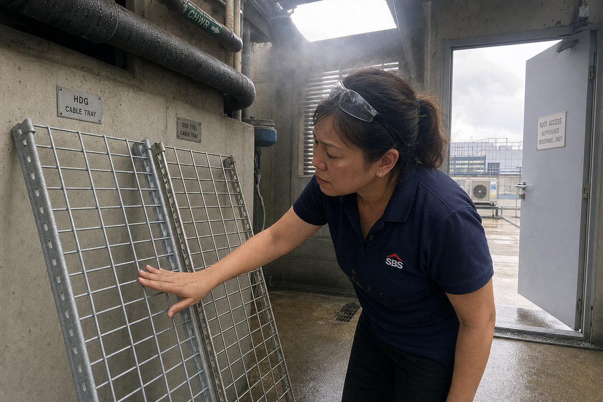 Material and Coating Selection Corrosion resistant coatings for wire mesh trays suited to Singapore's humid climate (ID#3)