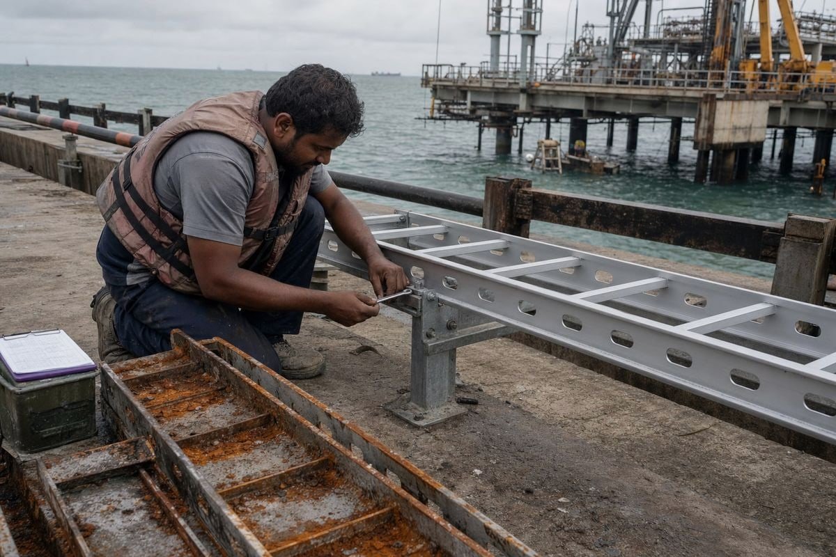 Corrosion Resistant Trays Anodized aluminum alloy cable tray resisting corrosion in coastal and chemical environments (ID#3)