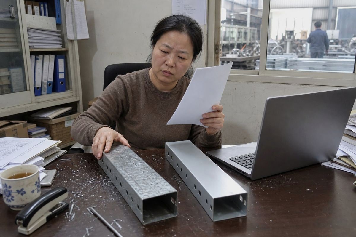 Quality control inspection verifying zinc coating thickness and adhesion standards compliance (ID#5)
