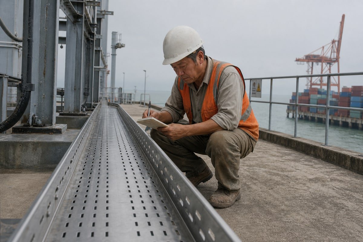 Stainless steel 316 perforated cable tray overview showing corrosion resistant design features (ID#1)