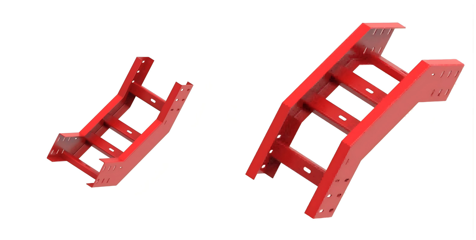 Customizable fire-retardant powder-coated ladder trays in various widths, heights, and coating options (ID#5)