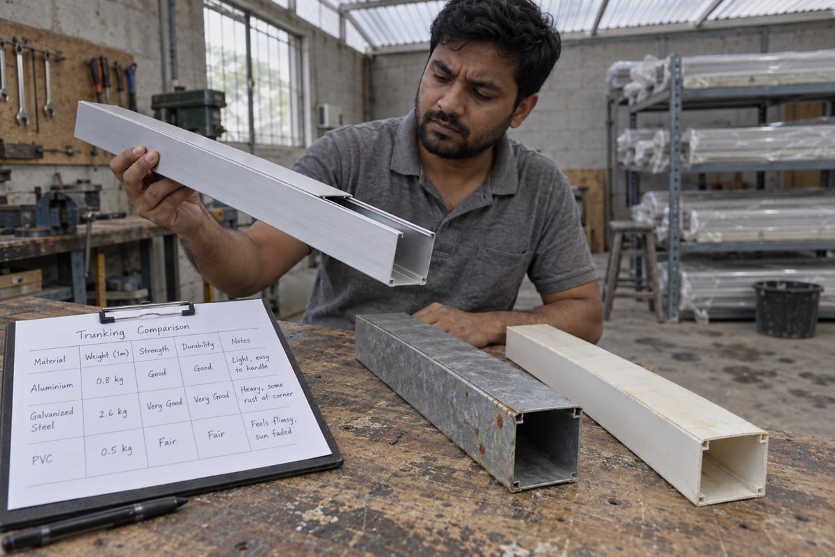 Aluminium vs Steel PVC Comparison of aluminium alloy trunking versus steel and PVC for weight and fire safety (ID#2)