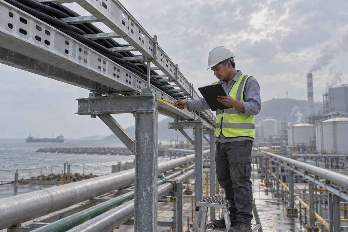 Cable Ladder Fit Assessment Aluminium alloy cable ladder supporting heavy cables over long straight span (ID#2)