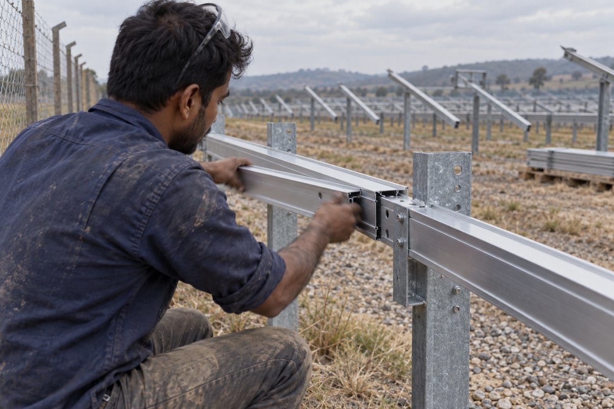 Self-locking aluminum cable tray installed in solar farm and industrial facility (ID#4)