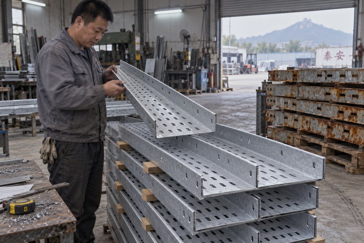 Zinc-magnesium-aluminum tray-type cable tray overview and construction features (ID#1)