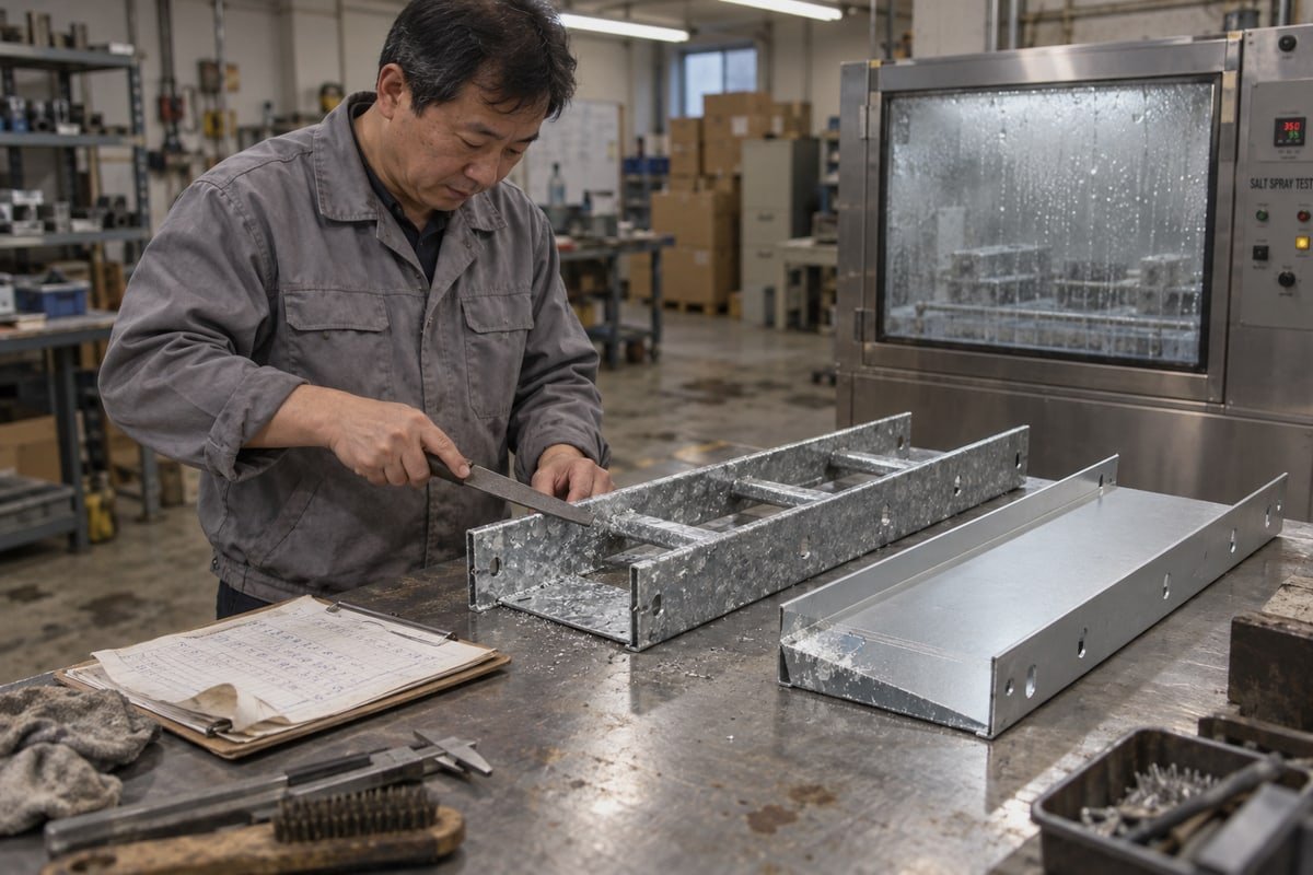 Salt spray test showing ZMA coating outperforming hot-dip galvanized zinc corrosion resistance (ID#2)
