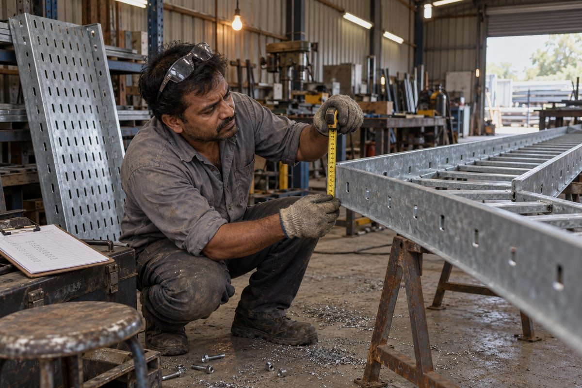 Technical specification checklist for defining cable tray dimensions and material details (ID#2)